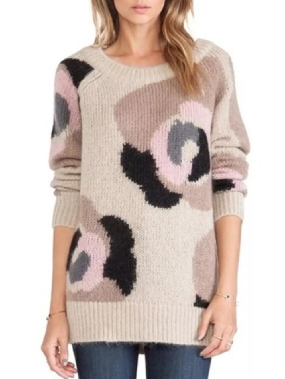 Kate Spade Mohair-wool blend Floral Crewneck Pullover Sweater